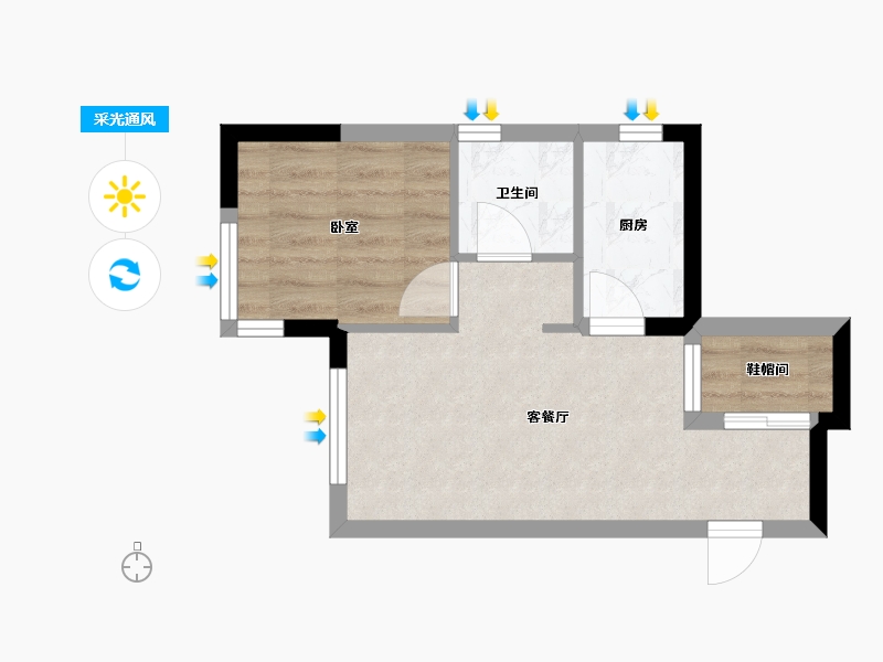 辽宁省-大连市-大连天地悦龙居II期-34.86-户型库-采光通风