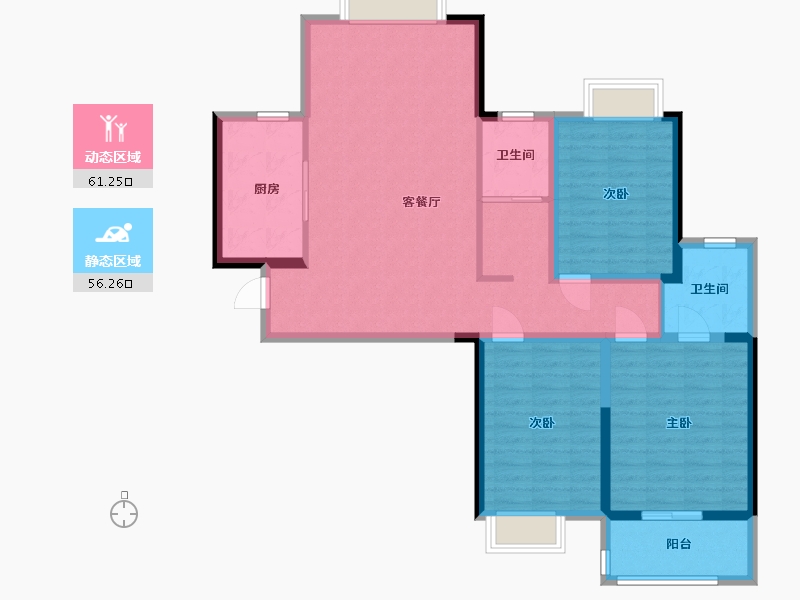 江苏省-盐城市-港龙华侨新城-105.60-户型库-动静分区