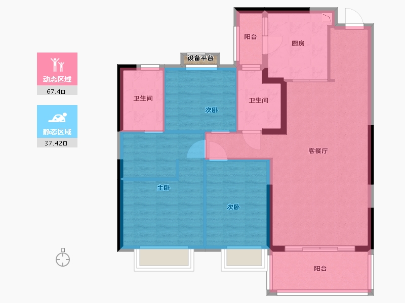 江苏省-盐城市-恒大翡翠华庭-94.66-户型库-动静分区