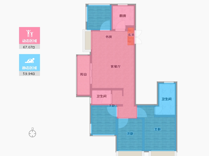 江苏省-南京市-世茂城品-114.00-户型库-动静分区