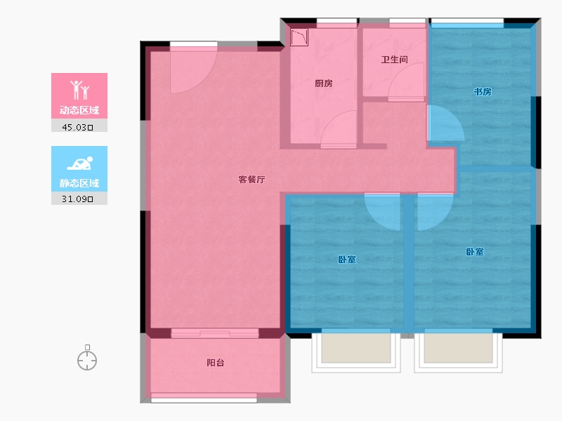 江苏省-苏州市-旭南嘉苑-67.81-户型库-动静分区