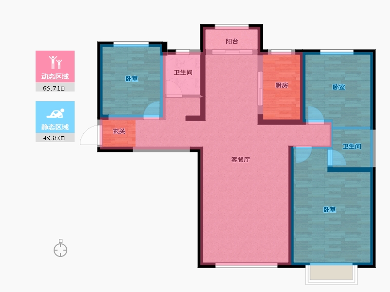 甘肃省-兰州市-天昱凤凰城三期(2)-106.90-户型库-动静分区