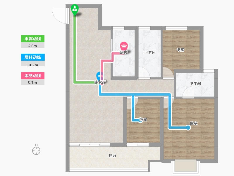 山西省-太原市-万达·西岸CLASS-84.81-户型库-动静线