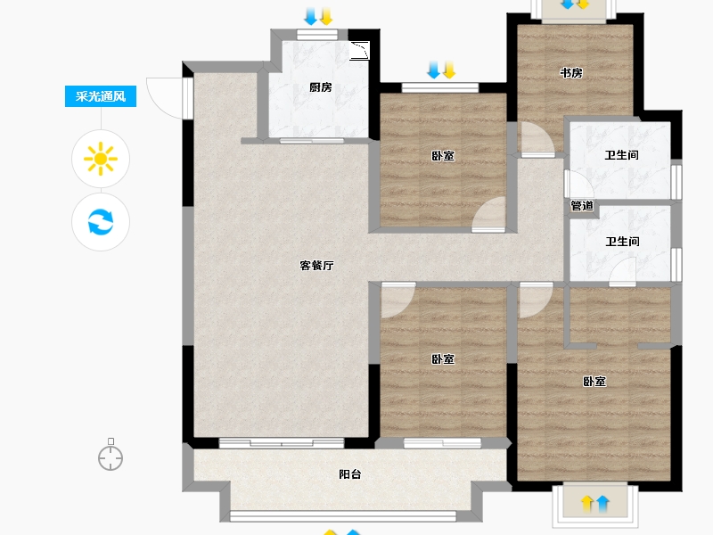 江苏省-无锡市-中梁芯都会-104.01-户型库-采光通风