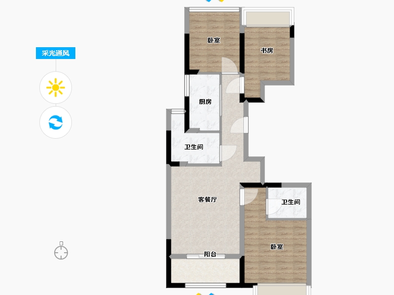 江苏省-苏州市-越秀江南悦府-77.98-户型库-采光通风