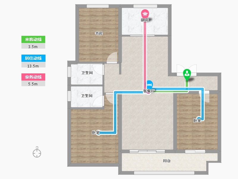 山西省-太原市-田森新晋原墅-103.46-户型库-动静线