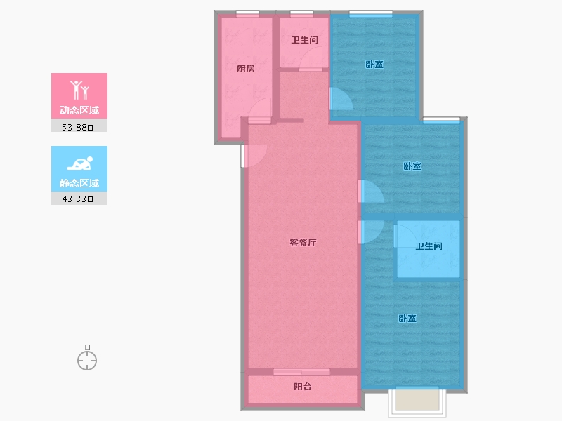 山西省-太原市-朝阳一号-86.54-户型库-动静分区