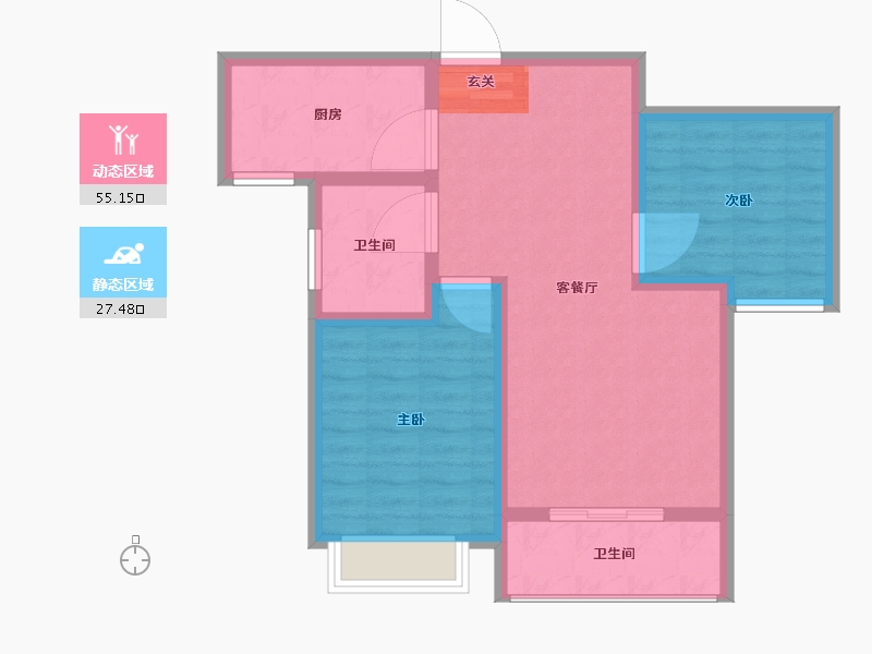 陕西省-西安市-华府御园-74.00-户型库-动静分区