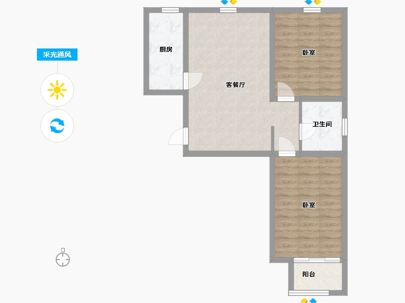 山西省-太原市-怡和天润园-65.87-户型库-采光通风