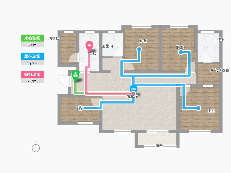 陕西省-西安市-加州壹号-104.93-户型库-动静线