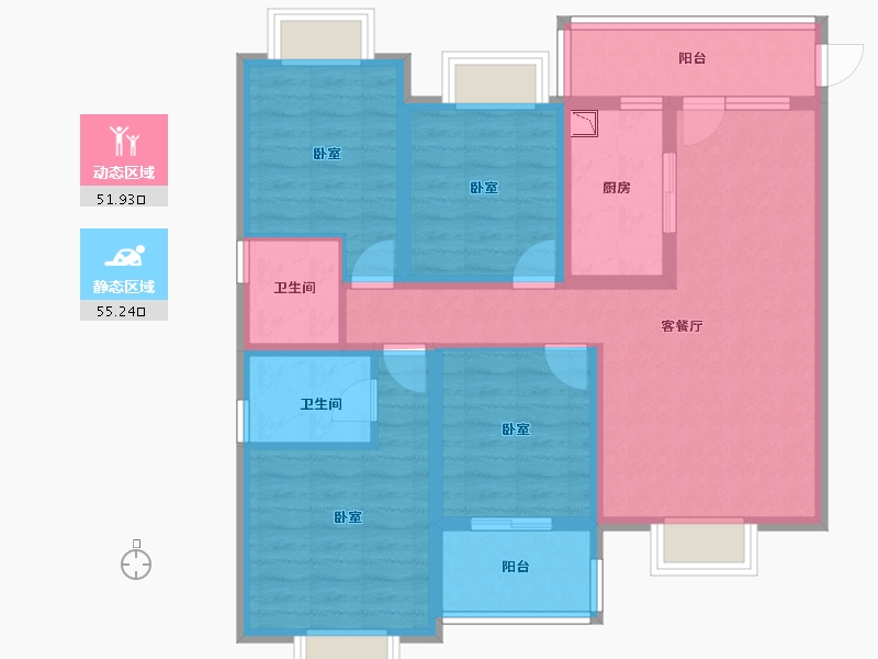 云南省-楚雄彝族自治州-万景·彝海学府-93.83-户型库-动静分区