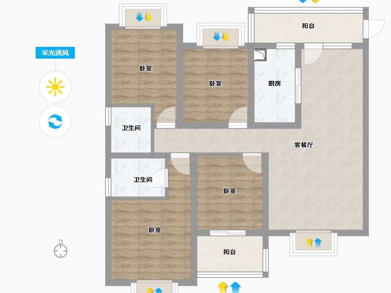 云南省-楚雄彝族自治州-万景·彝海学府-93.83-户型库-采光通风