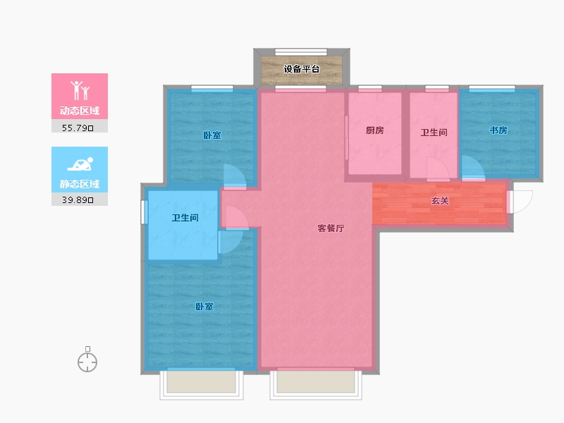 甘肃省-兰州市-保利领秀山-88.39-户型库-动静分区