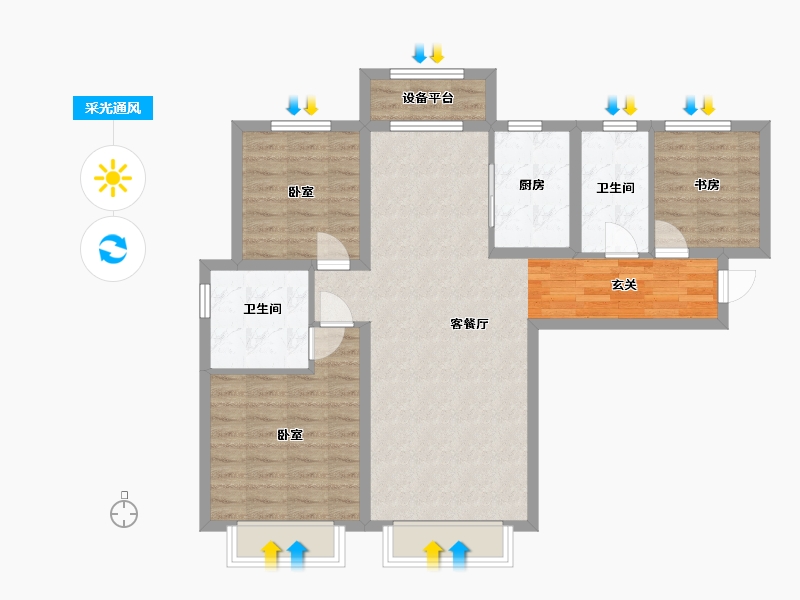 甘肃省-兰州市-保利领秀山-88.39-户型库-采光通风