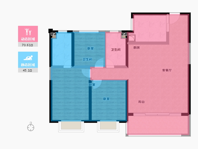 江苏省-无锡市-万科翡翠东方-104.01-户型库-动静分区