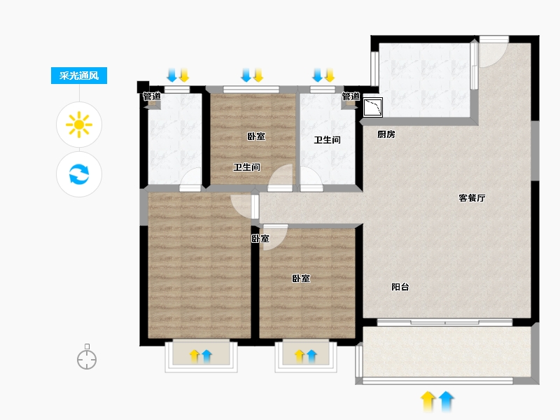 江苏省-无锡市-万科翡翠东方-104.01-户型库-采光通风