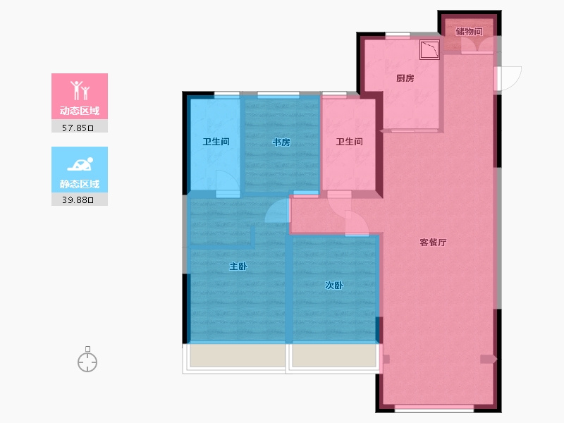 黑龙江省-哈尔滨市-华润置地·熙云府-86.96-户型库-动静分区