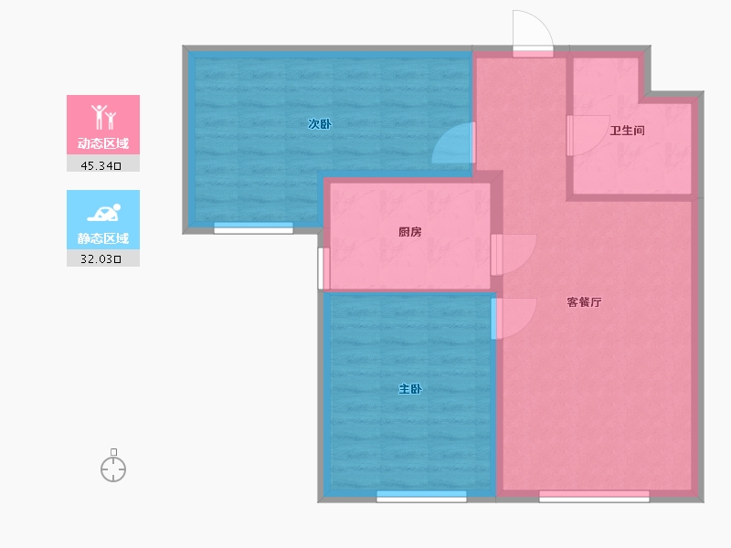 黑龙江省-哈尔滨市-龙湾园著-69.70-户型库-动静分区