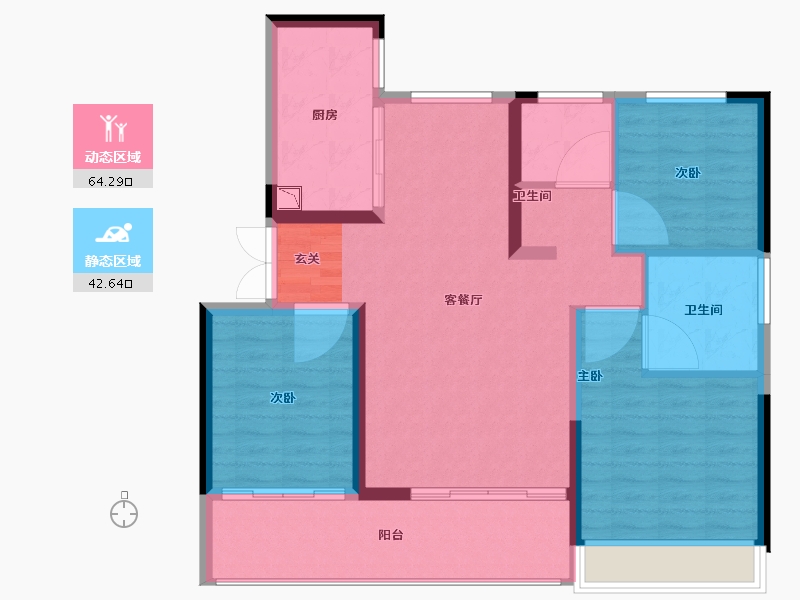 江苏省-常州市-龙运天城-96.92-户型库-动静分区