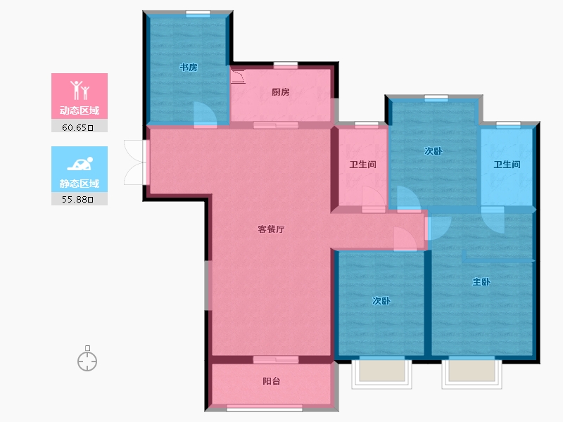 陕西省-西安市-融创西安宸院-103.94-户型库-动静分区