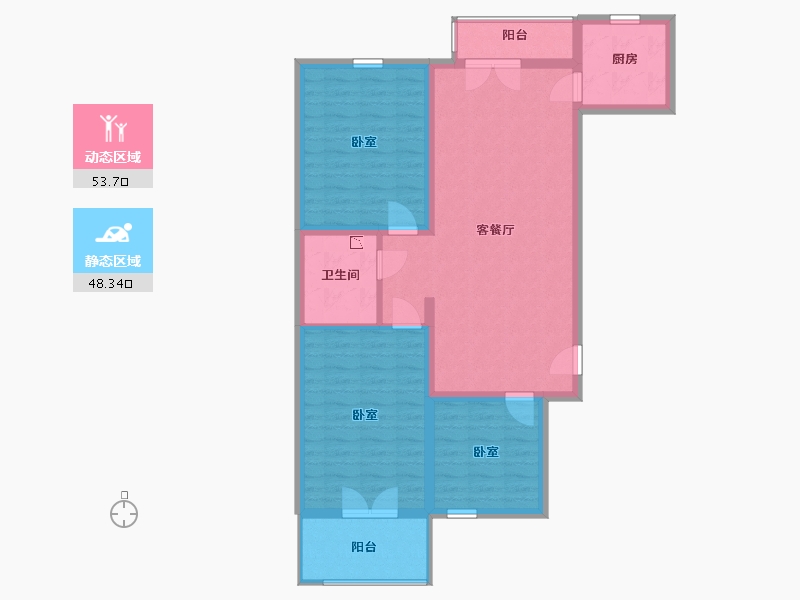 山西省-太原市-半山中庭-91.74-户型库-动静分区