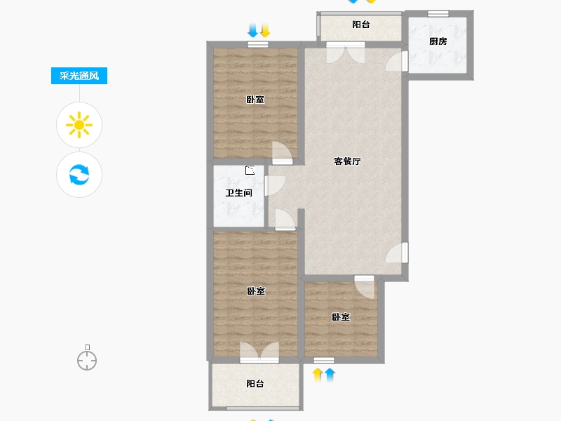 山西省-太原市-半山中庭-91.74-户型库-采光通风