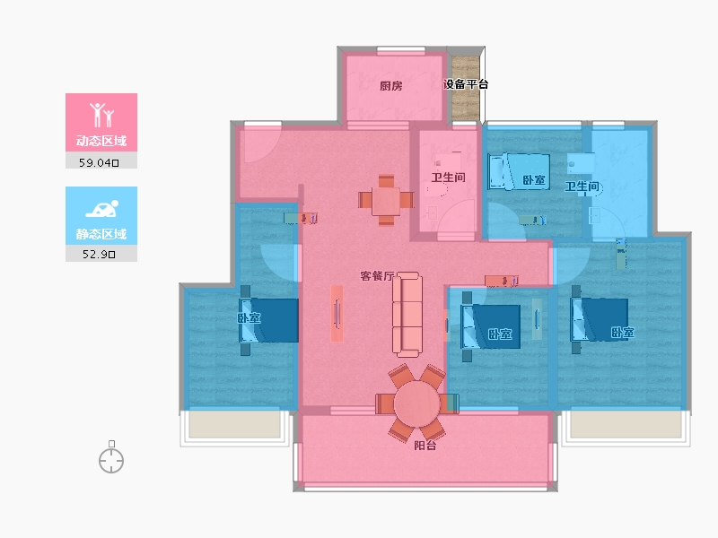 江苏省-苏州市-仁恒河滨花园-100.00-户型库-动静分区