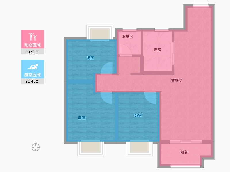 安徽省-宿州市-徐州吾悦广场-72.00-户型库-动静分区