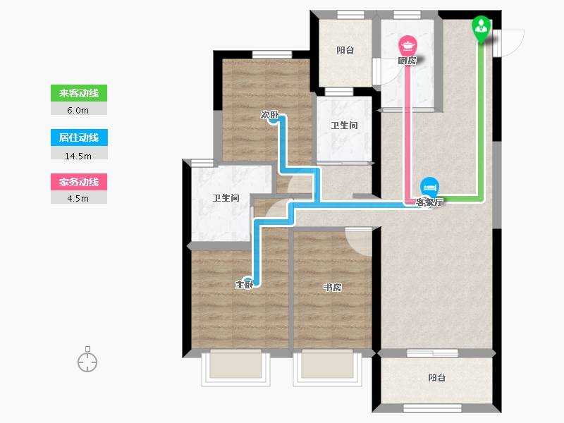 陕西省-西安市-华侨城天鹅堡五期-76.50-户型库-动静线