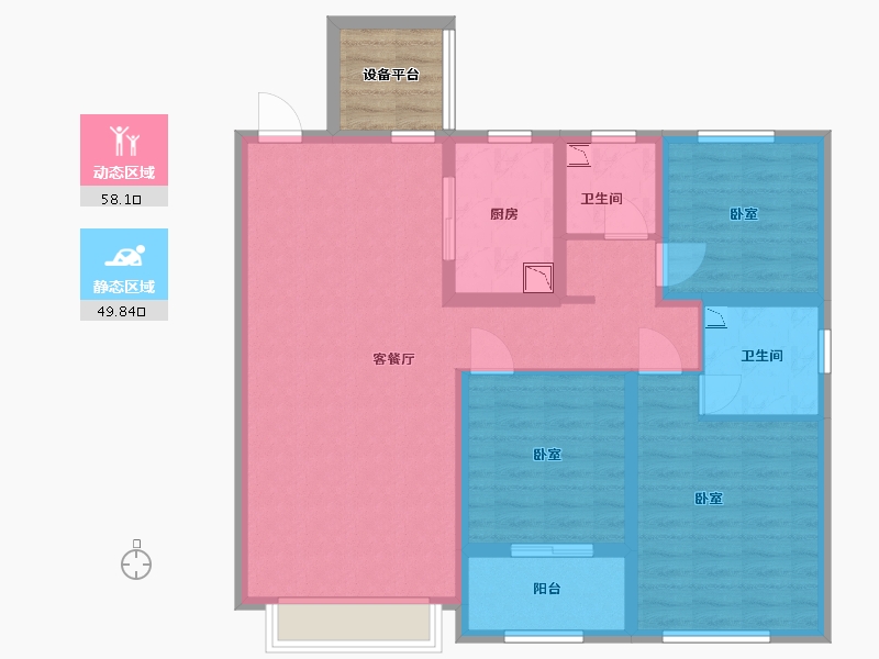 甘肃省-兰州市-雅戈尔时代之星-100.00-户型库-动静分区