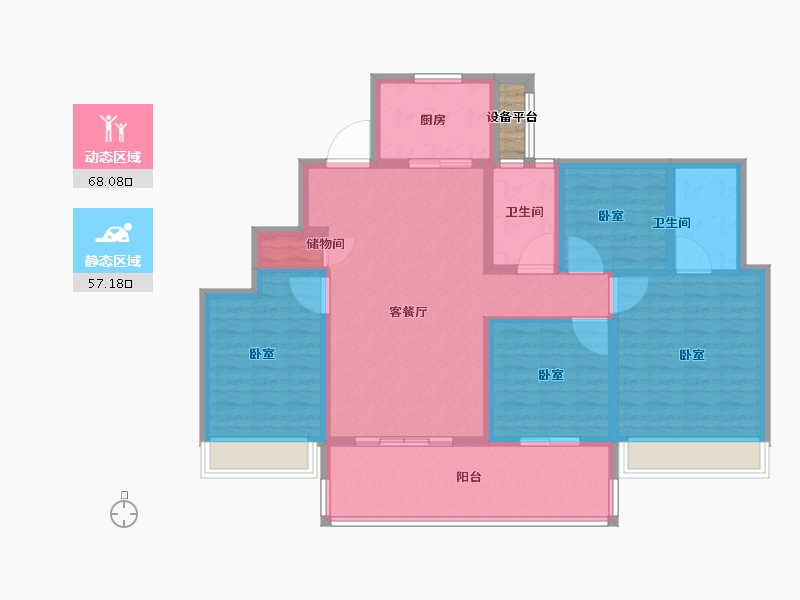 江苏省-苏州市-仁恒河滨花园-114.00-户型库-动静分区