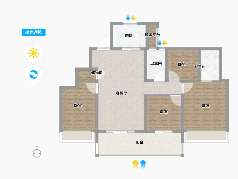 江苏省-苏州市-仁恒河滨花园-114.00-户型库-采光通风