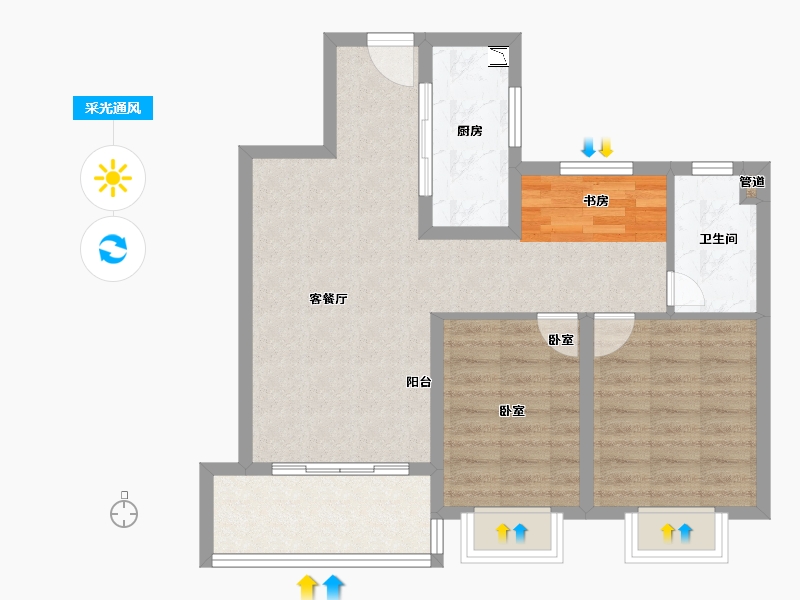 江苏省-无锡市-融创运河映-71.00-户型库-采光通风