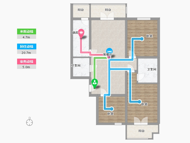 山西省-太原市-半山中庭-96.40-户型库-动静线