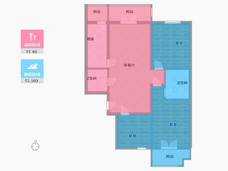 山西省-太原市-半山中庭-96.40-户型库-动静分区