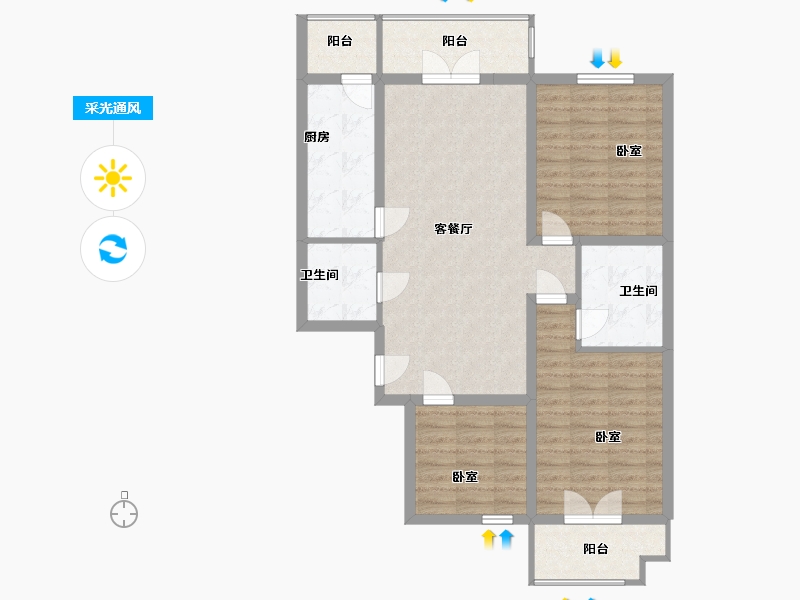 山西省-太原市-半山中庭-96.40-户型库-采光通风