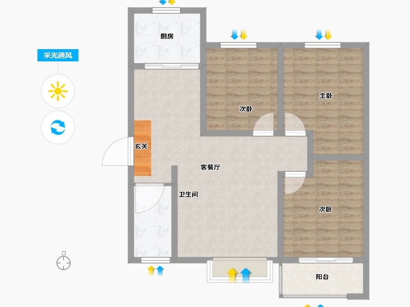 陕西省-西安市-华府御园-92.00-户型库-采光通风