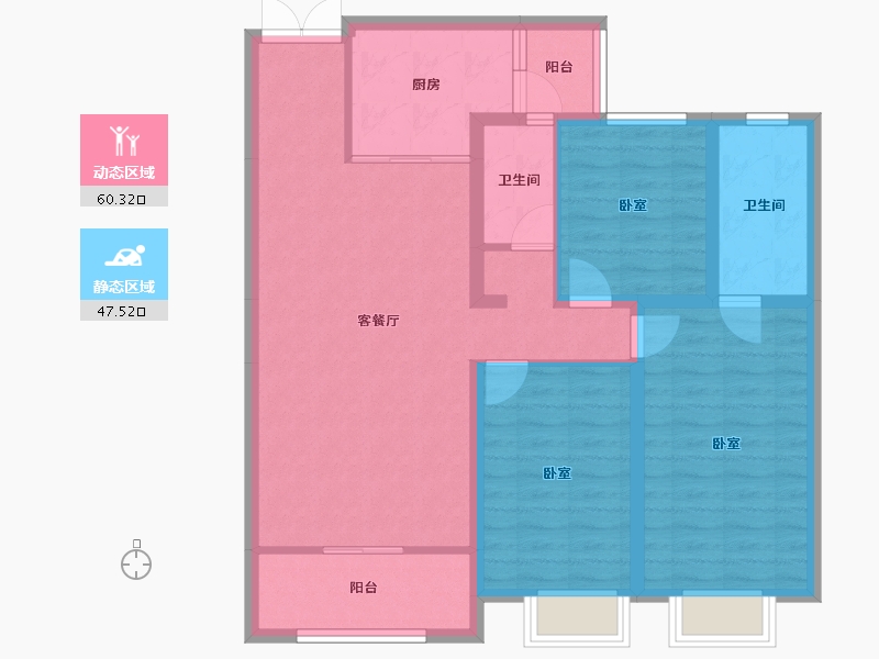 山西省-太原市-田森汇·梅里亚-96.50-户型库-动静分区