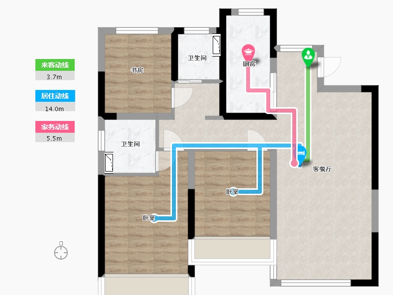 江苏省-苏州市-石榴太湖院子-78.00-户型库-动静线