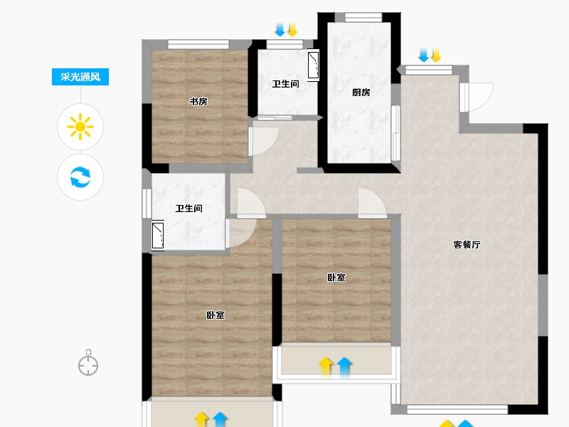 江苏省-苏州市-石榴太湖院子-78.00-户型库-采光通风