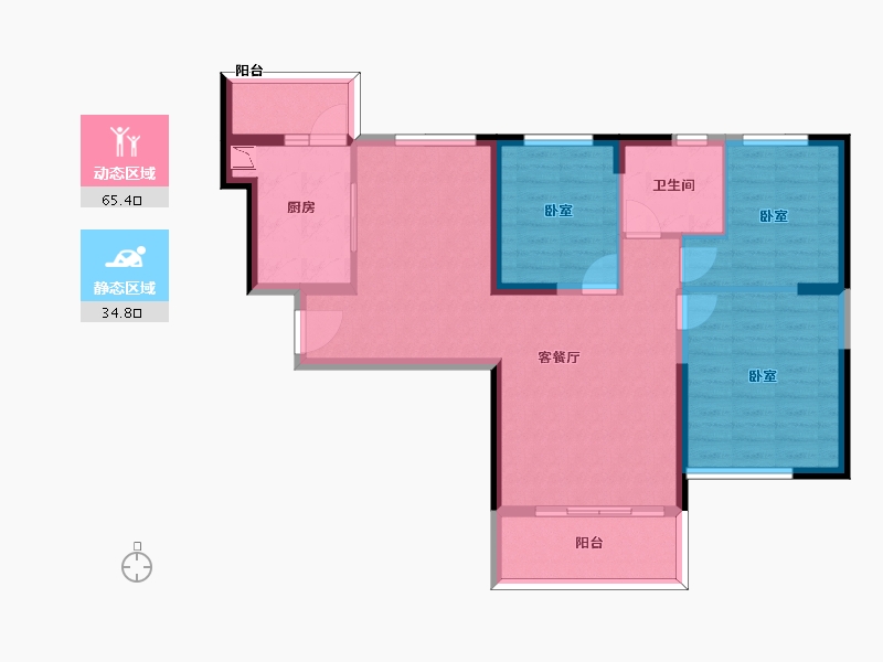 江苏省-无锡市-无锡恒大绿洲-89.47-户型库-动静分区