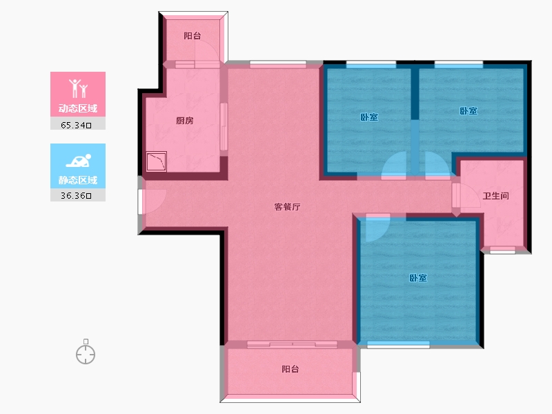 江苏省-无锡市-无锡恒大绿洲-89.44-户型库-动静分区