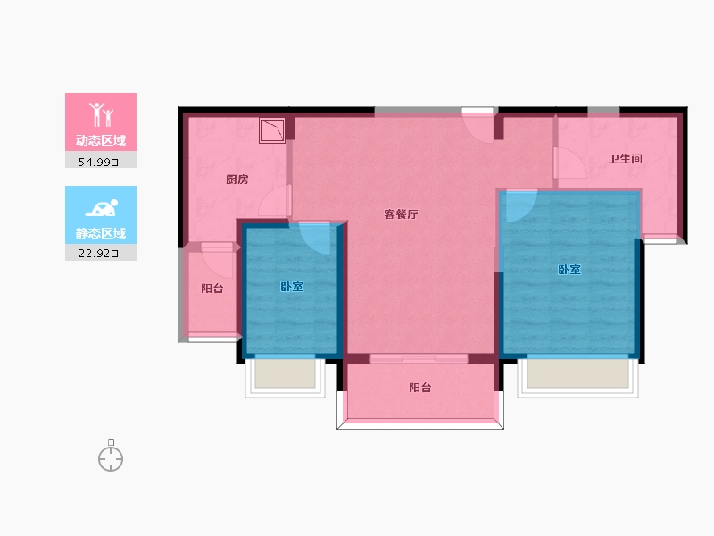 江苏省-无锡市-无锡恒大绿洲-68.98-户型库-动静分区