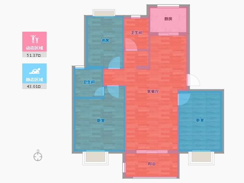 安徽省-宿州市-嘉泰·翡翠城-86.00-户型库-动静分区