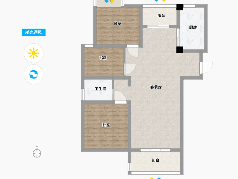 江苏省-常州市-东方豪景-90.00-户型库-采光通风