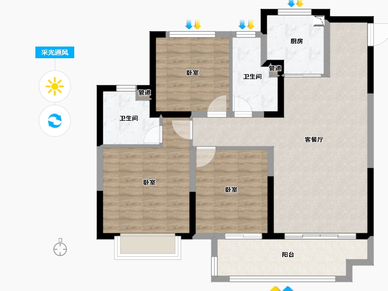 江苏省-无锡市-中梁芯都会-88.01-户型库-采光通风