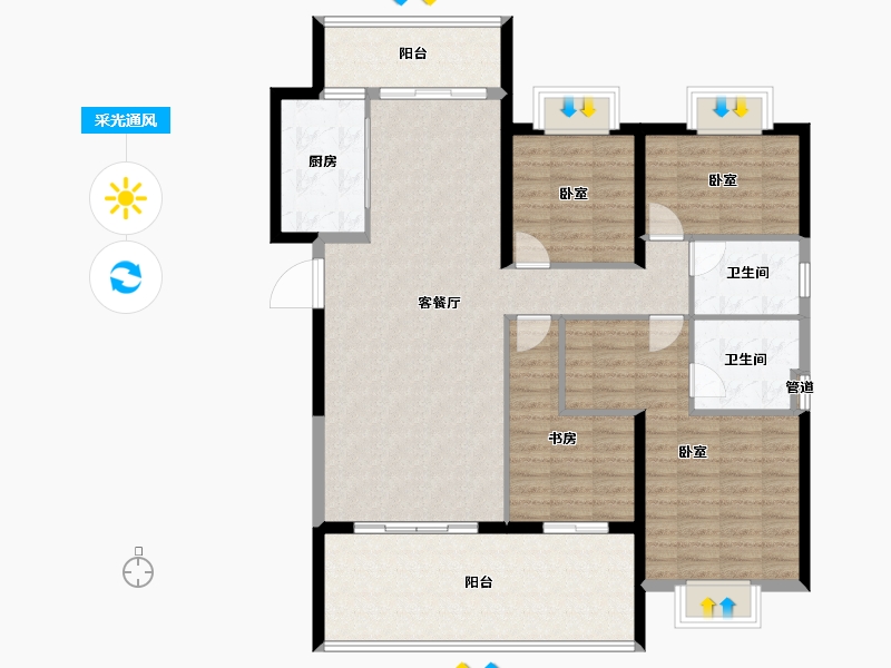 云南省-楚雄彝族自治州-天一公园首府-128.14-户型库-采光通风