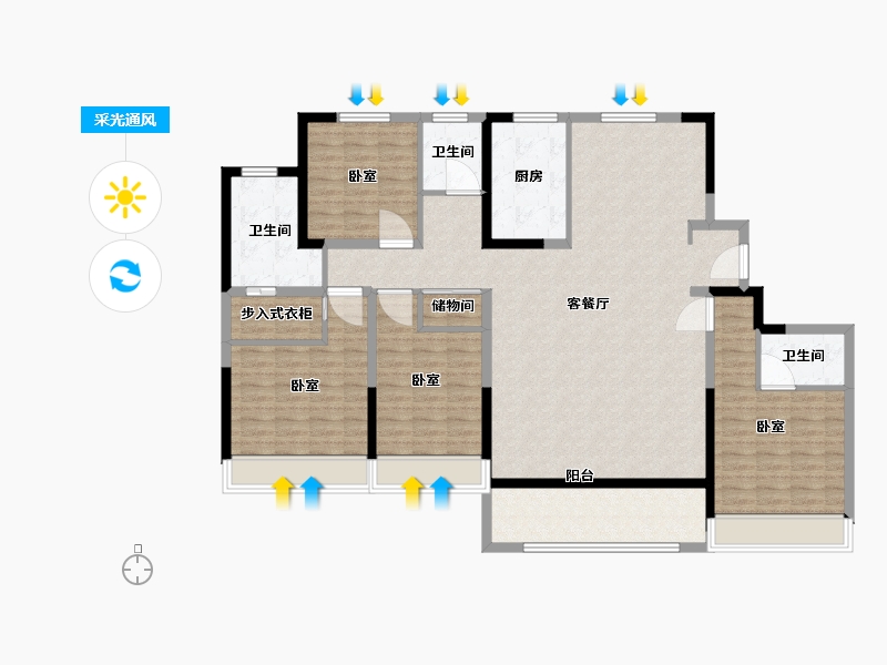 江苏省-苏州市-国泰.云栖-153.00-户型库-采光通风