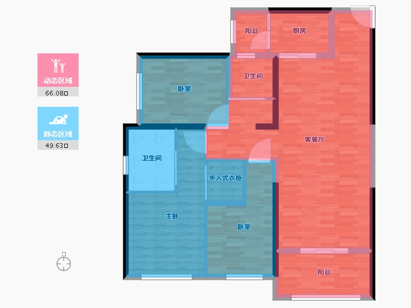 陕西省-西安市-华侨城天鹅堡五期-103.76-户型库-动静分区