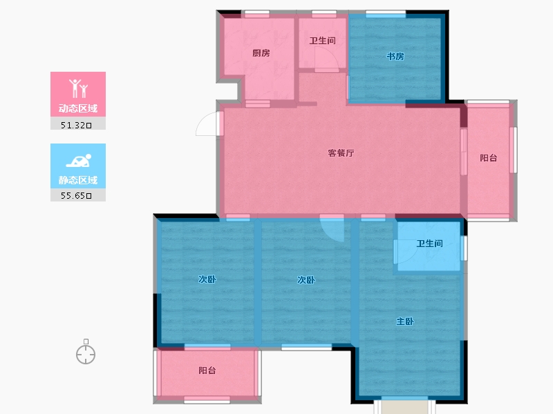 江苏省-盐城市-德惠尚书房锦苑-95.21-户型库-动静分区